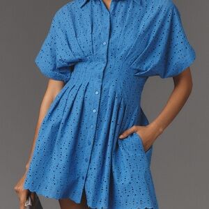 Tobi Cobalt Blue Eyelet Mini Dress